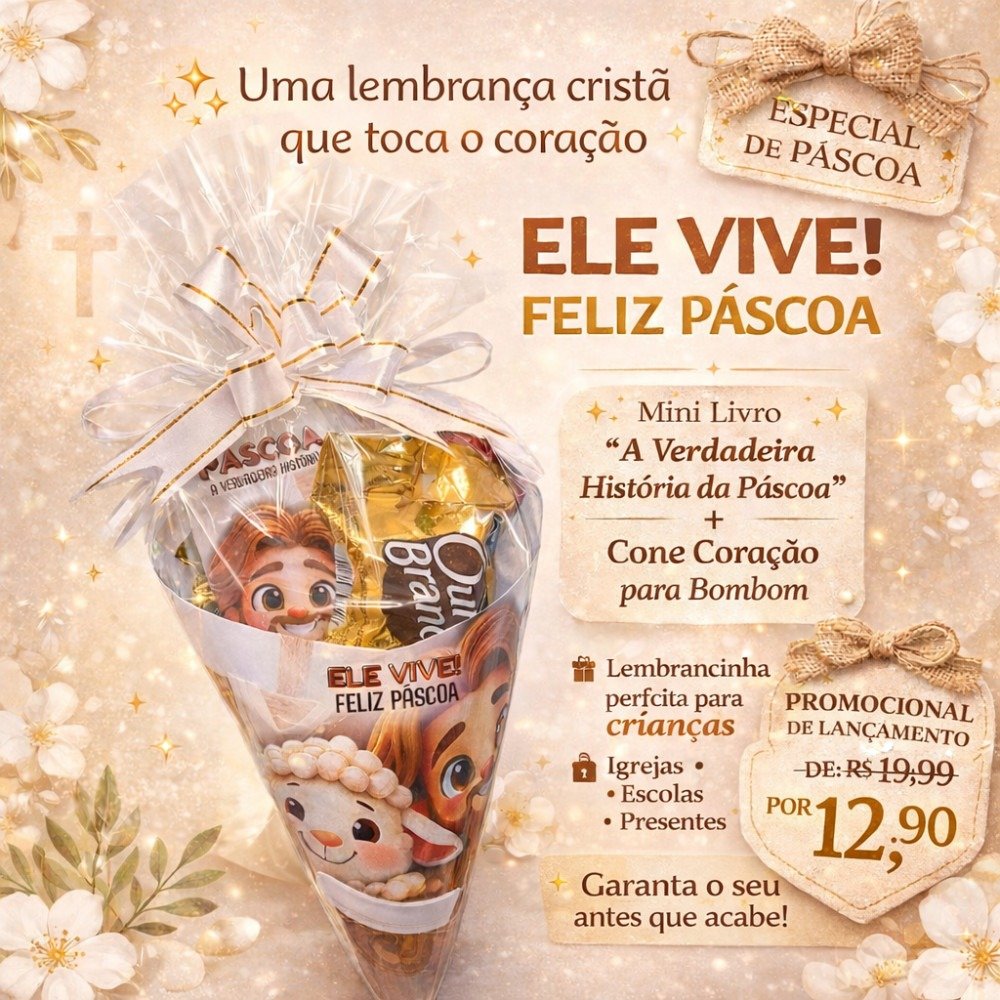 História da Páscoa + Cone Livrinho + Cone - História da Páscoa - Imagem 1