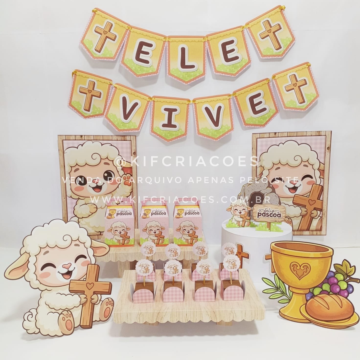 Kit Festa Páscoa - Cordeiro Páscoa Cordeiro - Kit Festa Pronta - Imagem 1