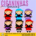 Estampas e Molde Ciganinhas Bonecas de Pano