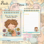 Caderno Pautado A5+Bloquinho A6 Flores N2 - Imagem 2