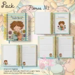 Caderno Pautado A5+Bloquinho A6 Flores N2 - Imagem 3