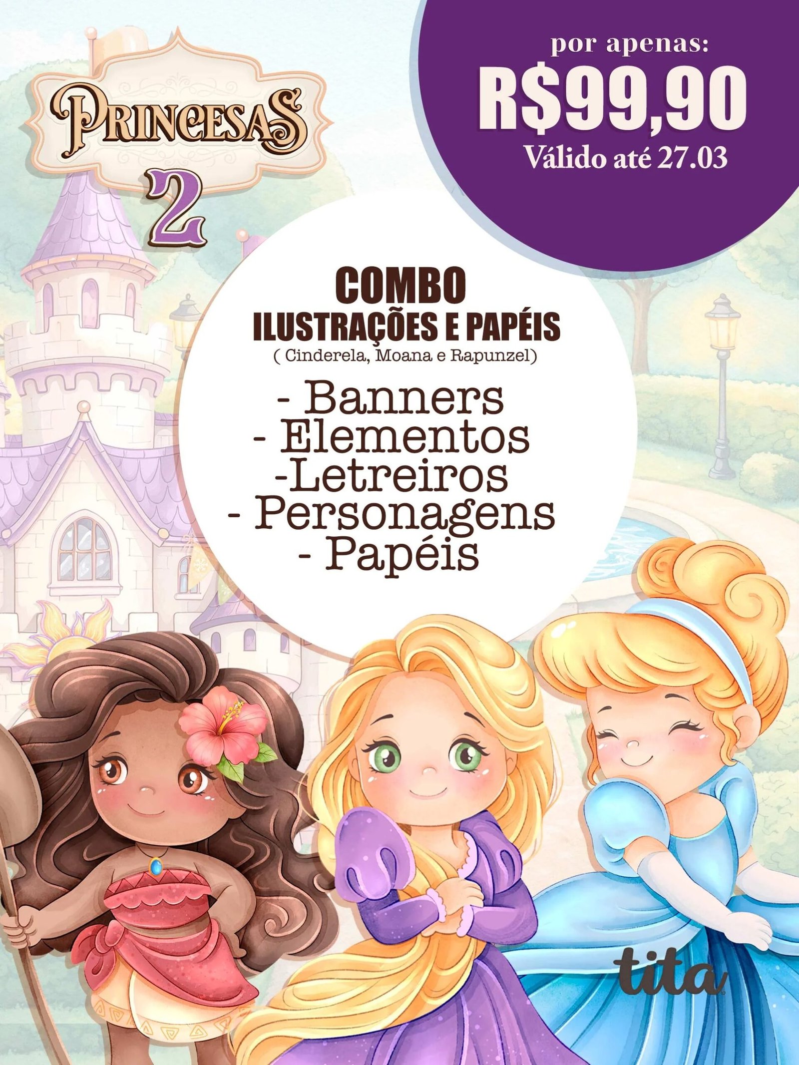 imgi_72_COMBAOPRINCESASpromo2_2adb185a-09c5-45b4-85cf-76d1a6fc6232_2048x Era Uma Vez - Volume 2 ( Cinderela, Moana e Rapunzel) - Imagem 1