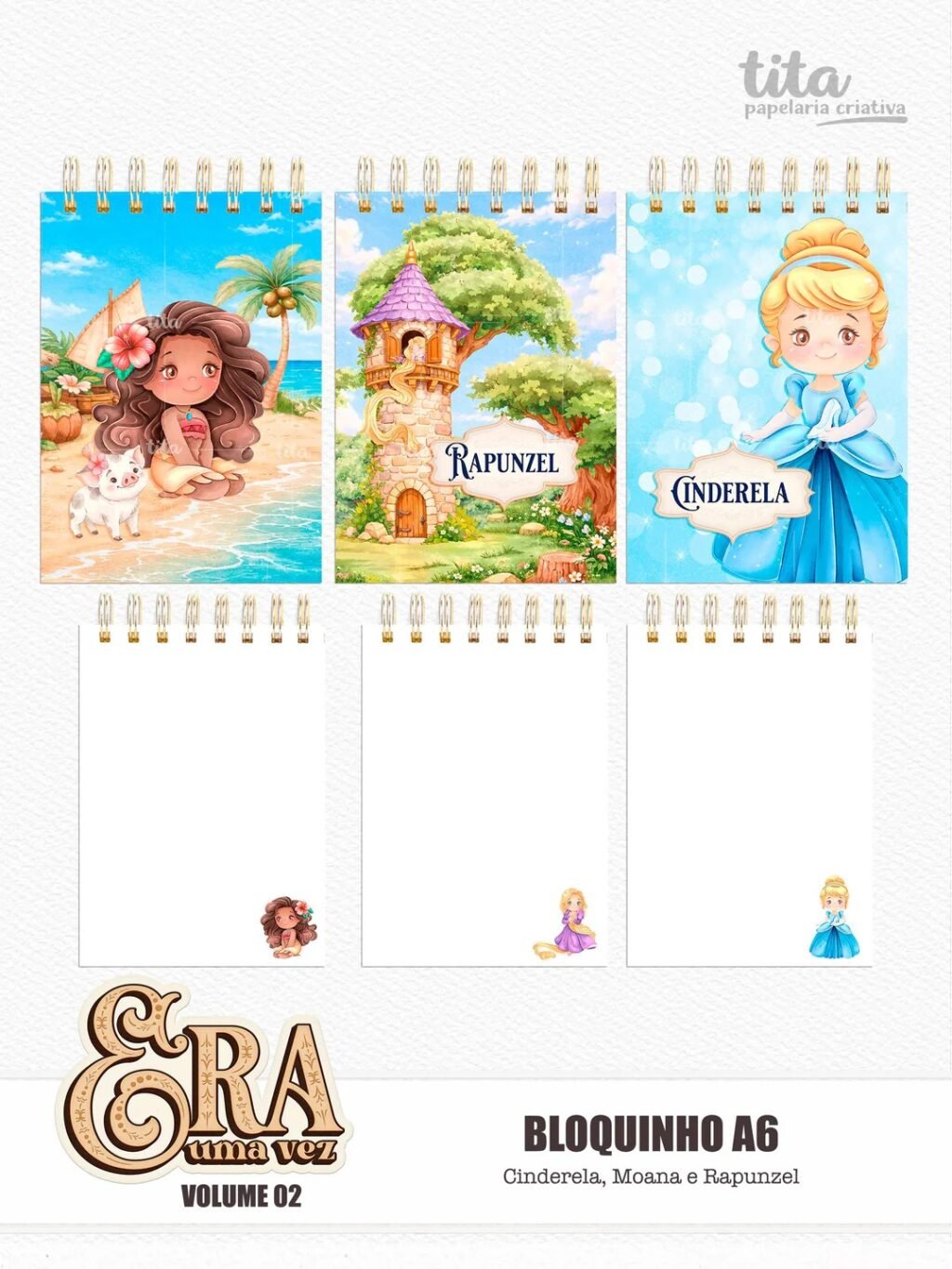 Era Uma Vez - Kit Encadernação - Volume 2 - Cinderela, Moana e Rapunzel (Tita) - Imagem 4