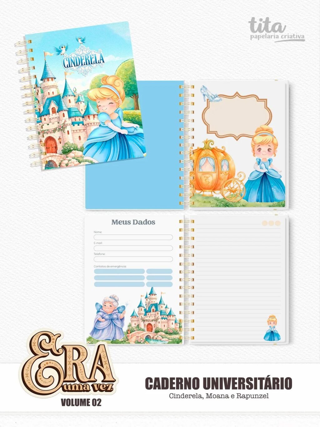 Era Uma Vez - Kit Encadernação - Volume 2 - Cinderela, Moana e Rapunzel (Tita) - Imagem 5