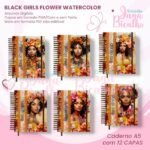 Caderno A5 - Black Girls Flower Watercolor (Jana Bicalho)