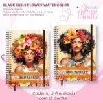 Caderno Universitário - Black Girls Flower Watercolor (Jana Bicalho) - Imagem 4