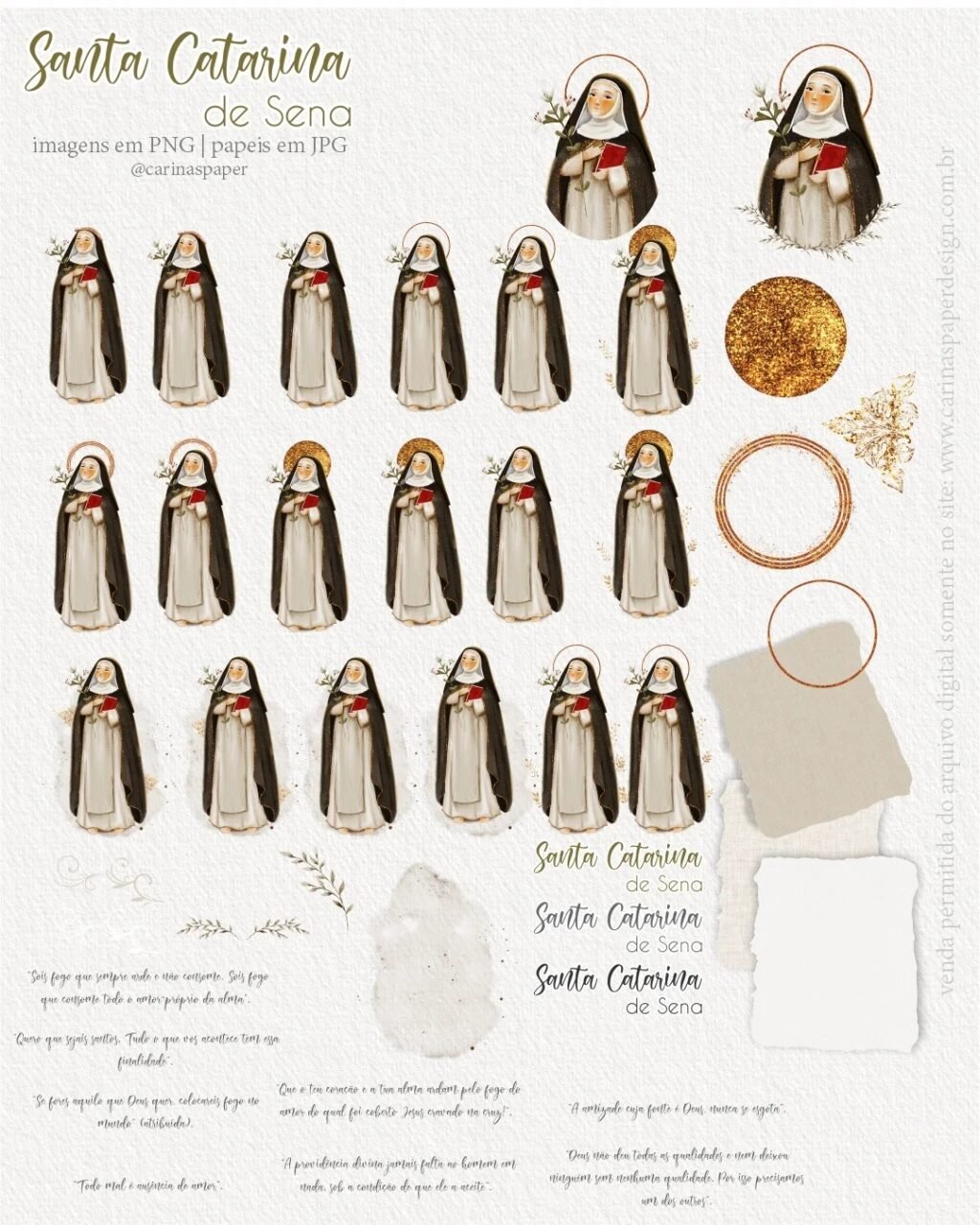Ilustrações Santa Catarina de Sena - Kit Digital (Carinas Paper) - Imagem 2