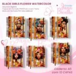 Caderno A5 - Black Girls Flower Watercolor (Jana Bicalho) - Imagem 2