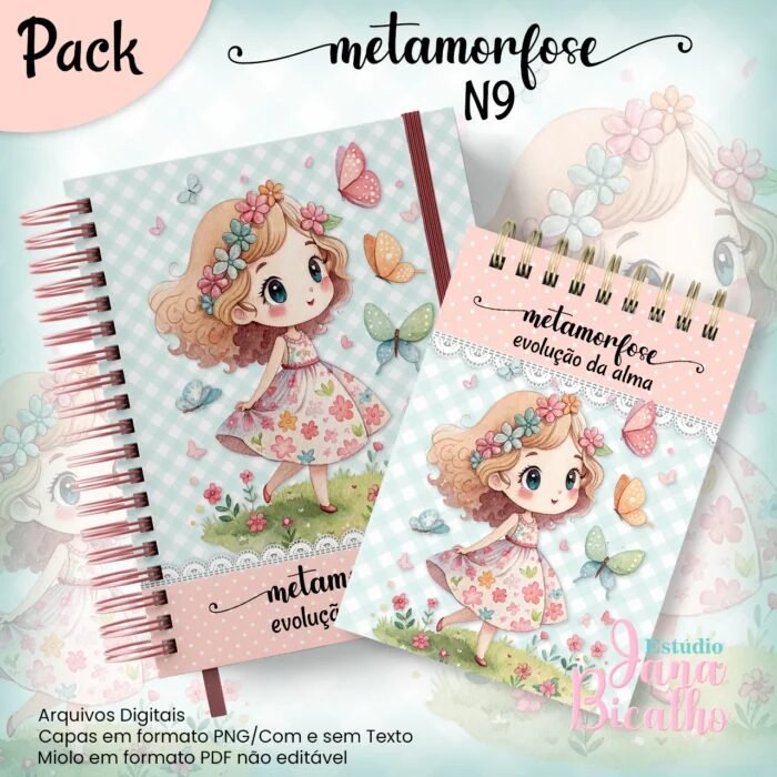 25-Metamorfose-N9 Caderno A5 + Bloquinho - Metamorfose N9 (Jana Bicalho) - Imagem 1