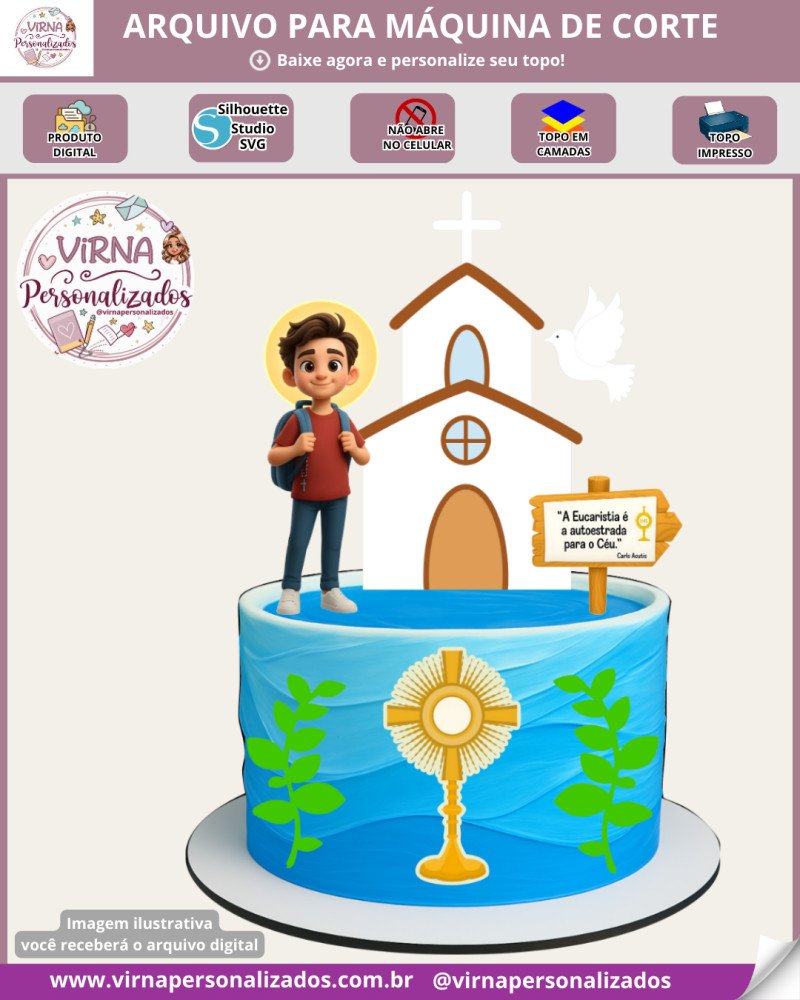 435 - CARLO ACUTIS Carlo Acutis - Topo de Bolo - Imagem 1