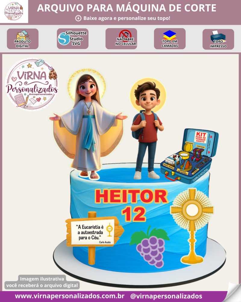 438 - CARLO ACUTIS Carlo Acutis - Topo de Bolo - Imagem 1