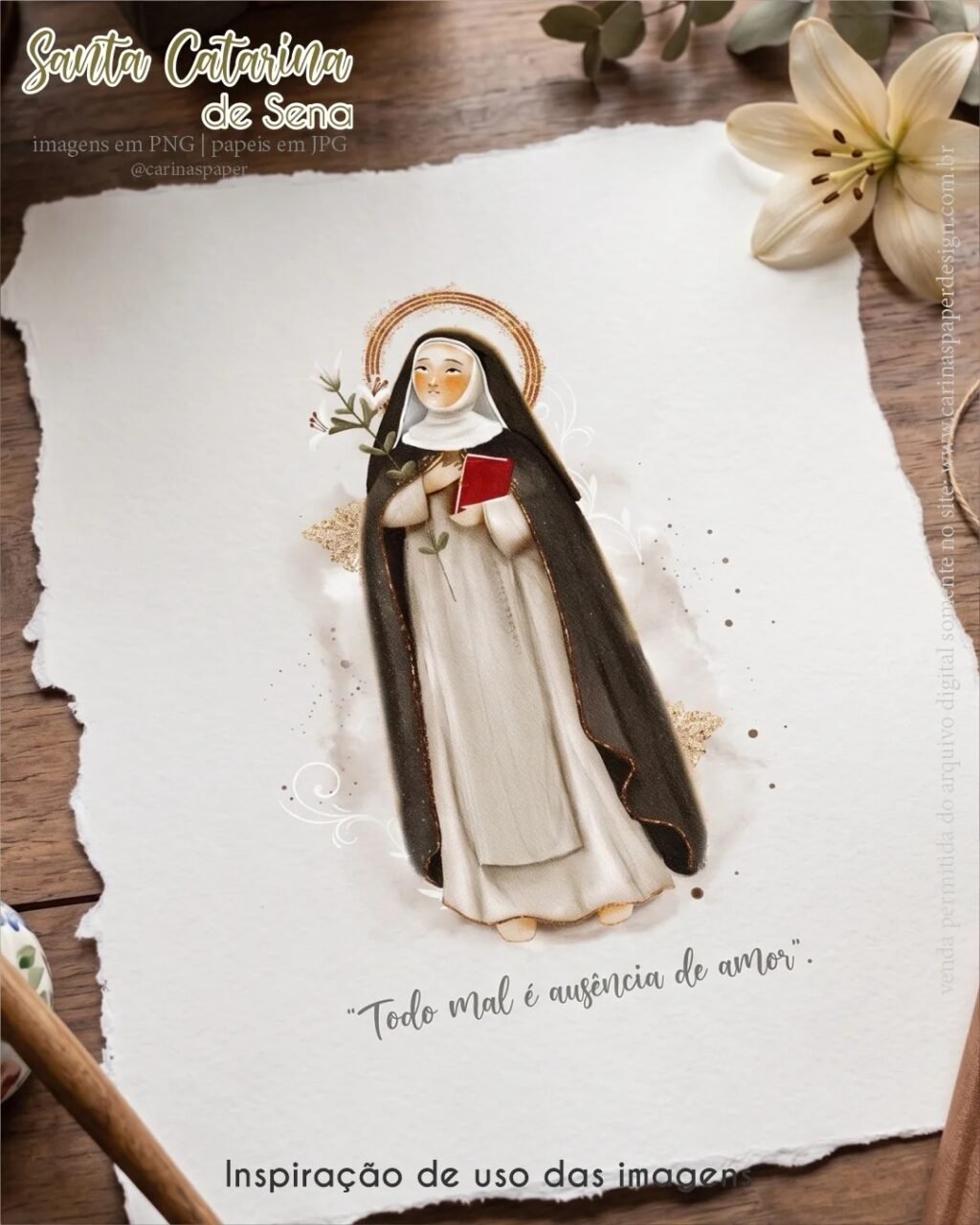 Ilustrações Santa Catarina de Sena - Kit Digital (Carinas Paper) - Imagem 8