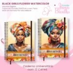 Caderno Universitário - Black Girls Flower Watercolor (Jana Bicalho)