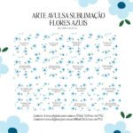 Artes para Sublimação - Flores Azul