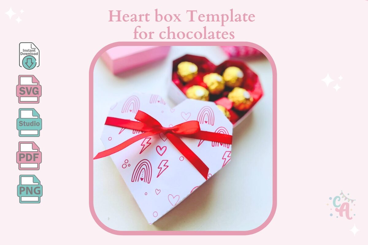 Heart-box-Template-for-chocolates-Graphics-114887856-1 Molde de caixa coração para chocolates - Imagem 1