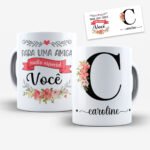 Arte para Caneca Amigas Alfabeto Floral - Imagem 4