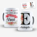 Arte para Caneca Amigas Alfabeto Floral - Imagem 2
