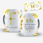 Arte para Caneca Alfabeto Floral Girassol - Imagem 5