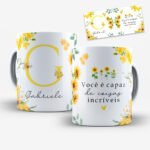 Arte para Caneca Alfabeto Floral Girassol - Imagem 6