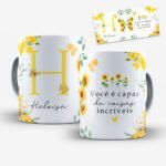 Arte para Caneca Alfabeto Floral Girassol - Imagem 8