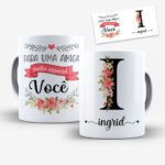 Arte para Caneca Amigas Alfabeto Floral - Imagem 9