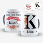 Arte para Caneca Amigas Alfabeto Floral - Imagem 11