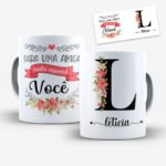 Arte para Caneca Amigas Alfabeto Floral - Imagem 12