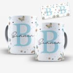 Arte para Caneca Alfabeto Floral Azul - Imagem 4