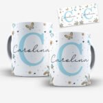 Arte para Caneca Alfabeto Floral Azul - Imagem 5
