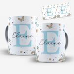 Arte para Caneca Alfabeto Floral Azul - Imagem 7