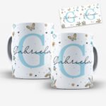 Arte para Caneca Alfabeto Floral Azul - Imagem 10