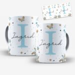 Arte para Caneca Alfabeto Floral Azul - Imagem 6