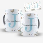 Arte para Caneca Alfabeto Floral Azul - Imagem 8
