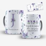 Arte para Caneca Alfabeto Floral Lilás - Imagem 8
