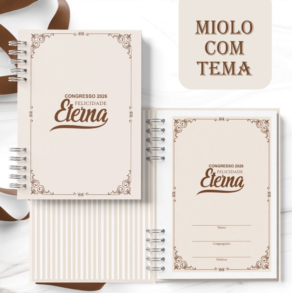 Caderno Congresso 2026 Felicidade Eterna NEUTRO COM TEMA (Bicho Papel) - Imagem 4