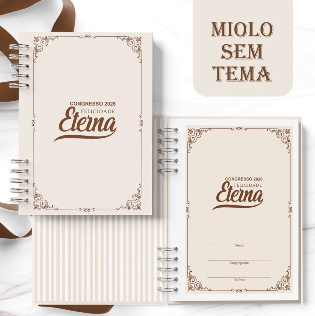 Caderno Congresso 2026 Felicidade Eterna NEUTRO SEM TEMA (Bicho Papel) - Imagem 4
