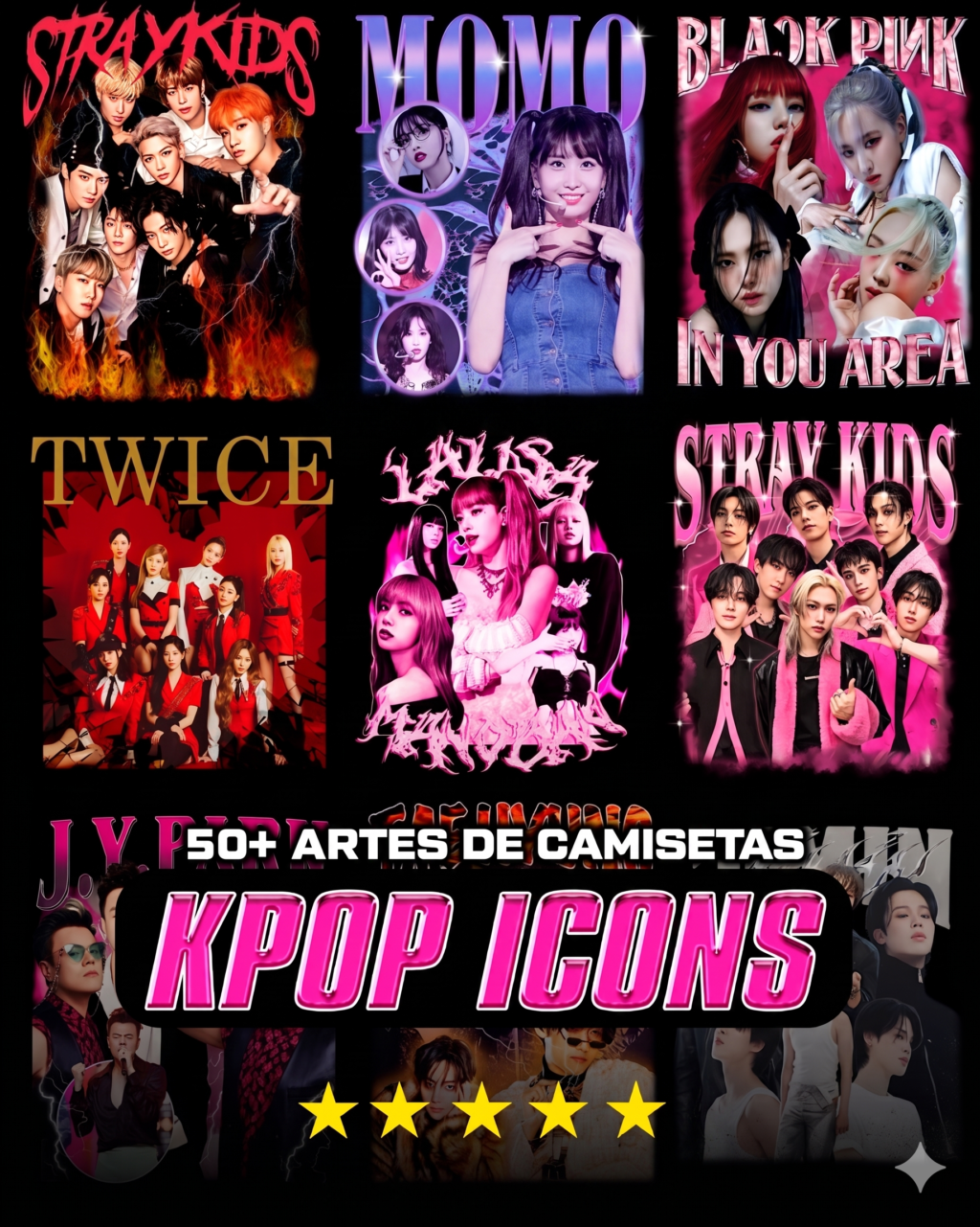K-Pop Icons +60 Artes Camisas - Imagem 2