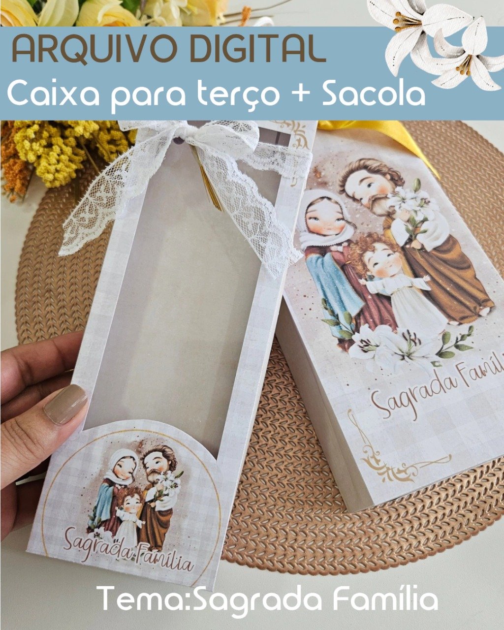 Caixa + Sacola para Terços – Sagrada Família