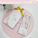 Caixa + Sacola para Terços - Primeira Eucaristia Rosa