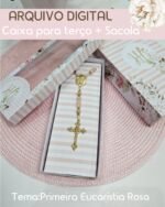 Caixa + Sacola para Terços - Primeira Eucaristia Rosa - Imagem 3