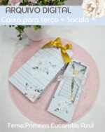 Caixa + Sacola para Terços - Primeira Eucaristia Azul
