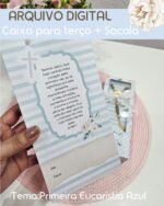 Caixa + Sacola para Terços - Primeira Eucaristia Azul - Imagem 2