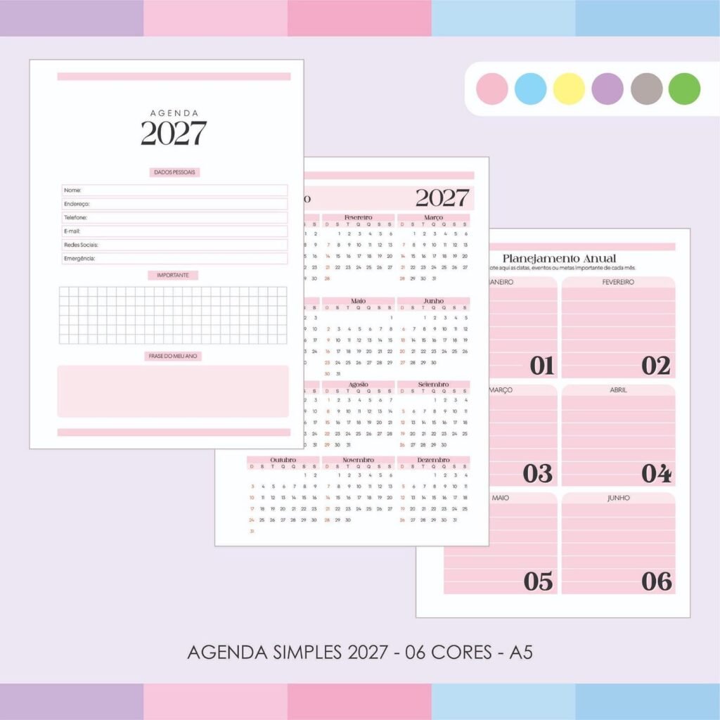 Agenda Simples 2027 - 06 Cores - Imagem 4