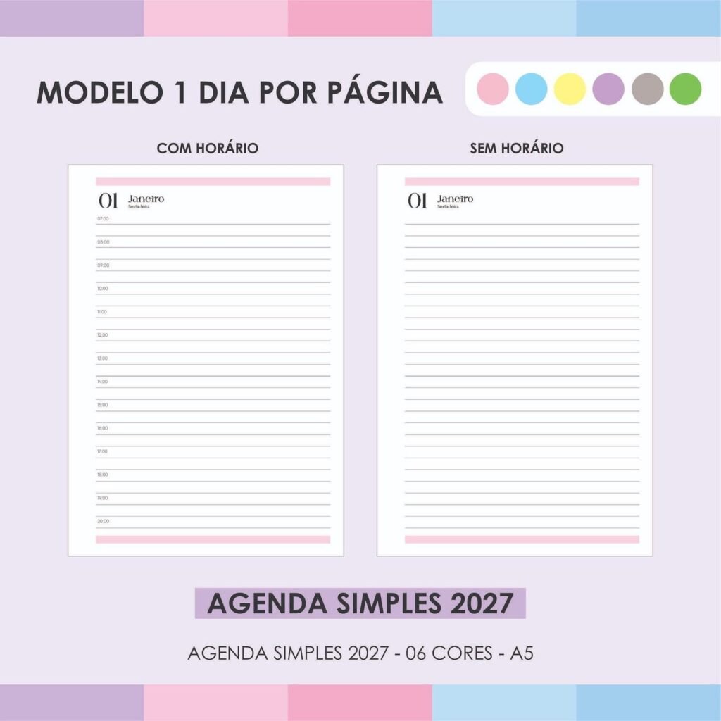 Agenda Simples 2027 - 06 Cores - Imagem 3