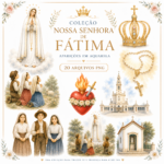 Coleção Nossa Senhora de Fátima – Aparições em Aquarela para Imprimir | 20 Arquivos PNG