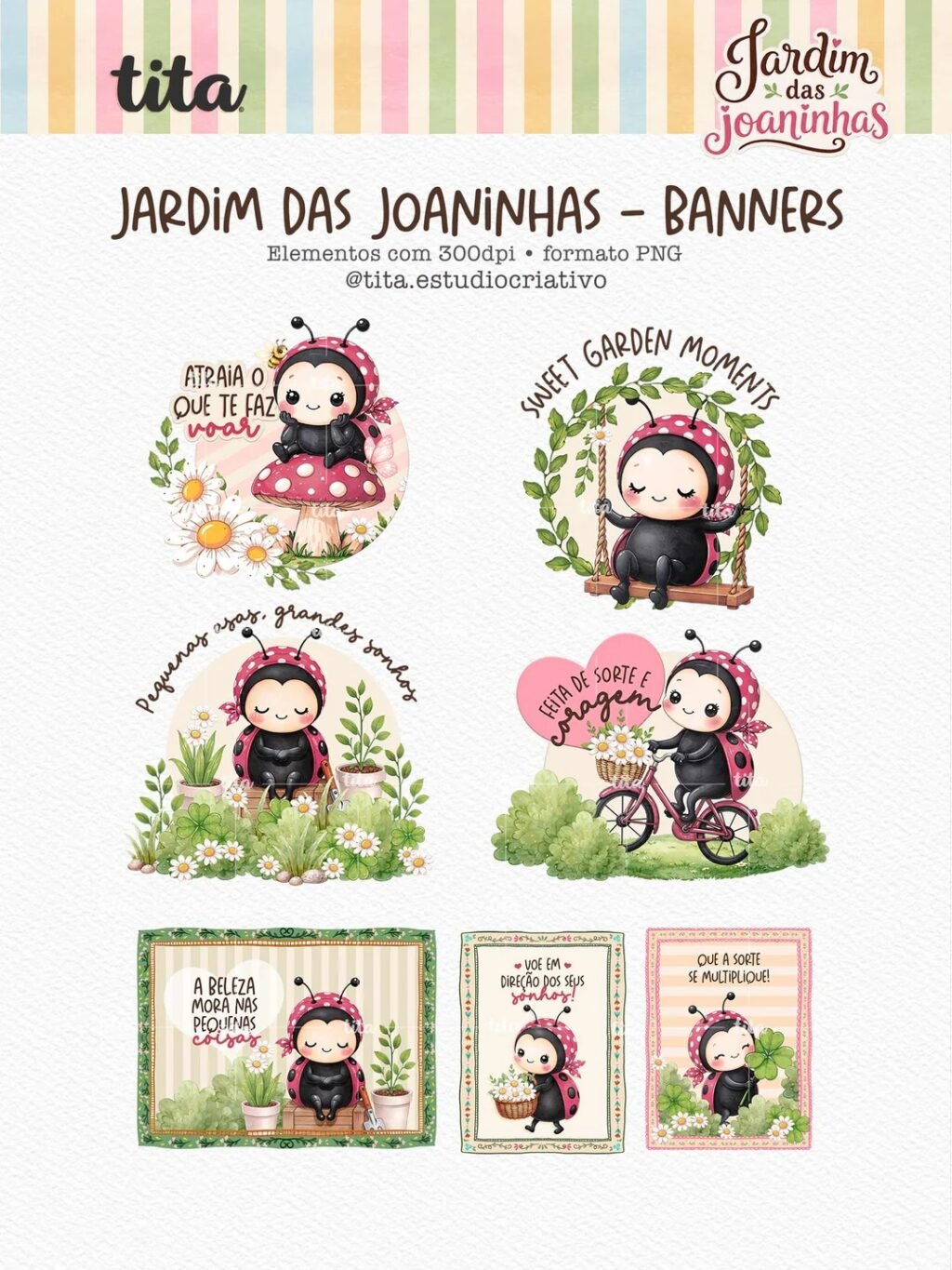 Jardim das Joaninhas - Combo Ilustrações e Papéis (Tita) - Imagem 2