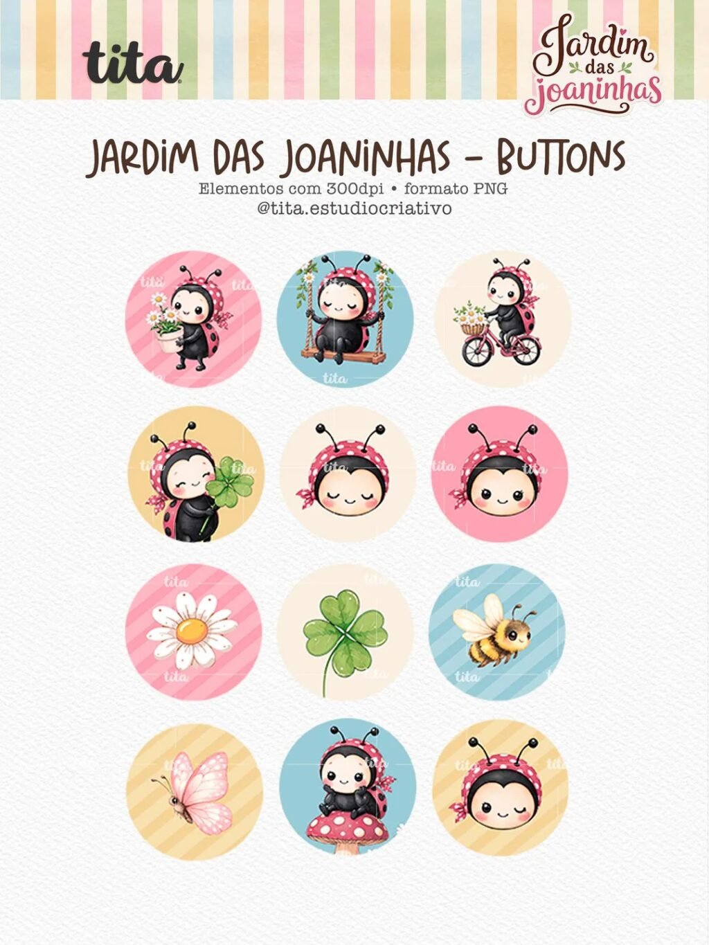 Jardim das Joaninhas - Combo Ilustrações e Papéis (Tita) - Imagem 7