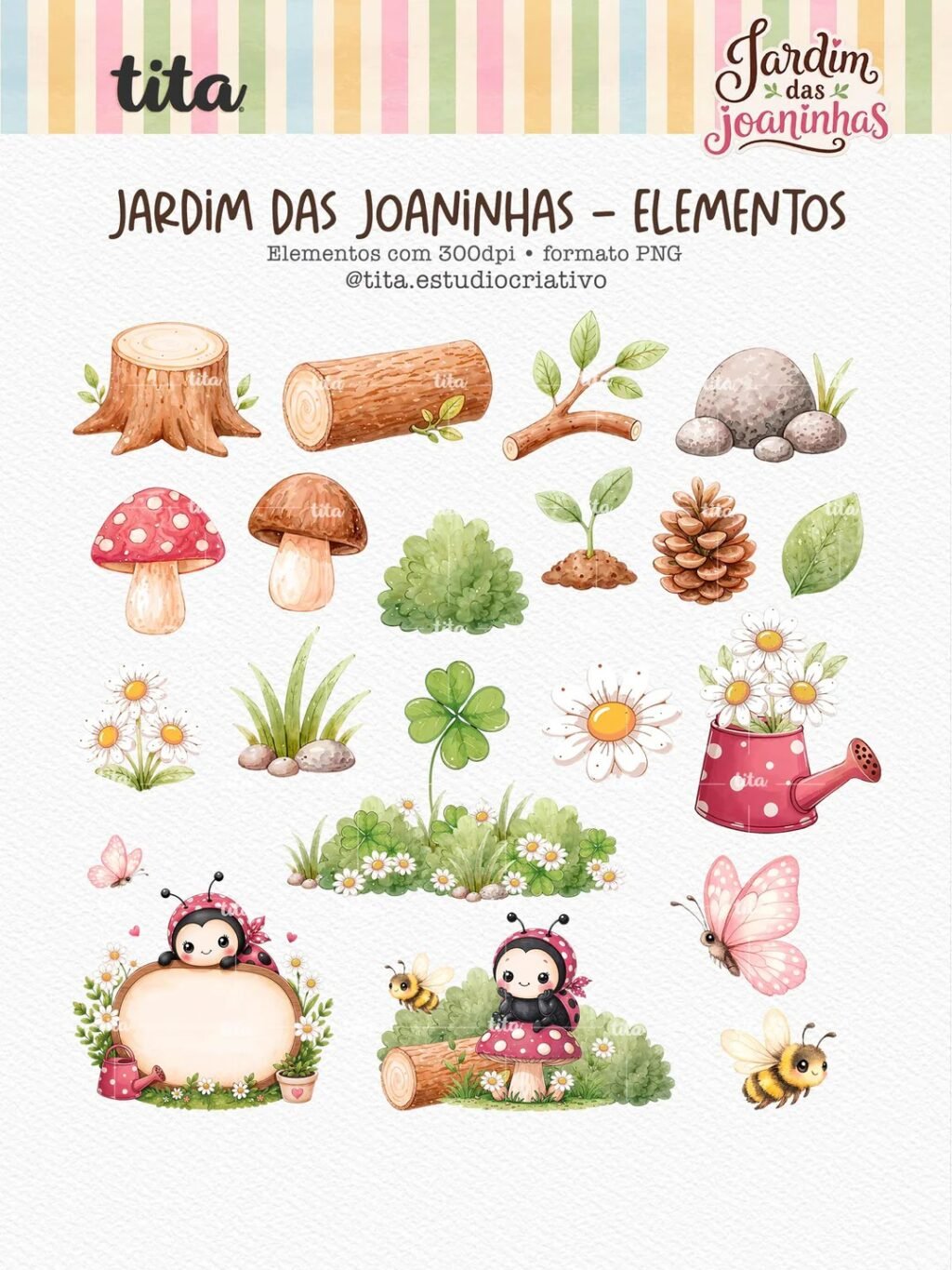 Jardim das Joaninhas - Combo Ilustrações e Papéis (Tita) - Imagem 8
