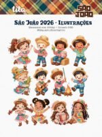 São João 2026 - Combo Ilustrações e Papéis + BRINDE Copa Junina (Tita) - Imagem 6