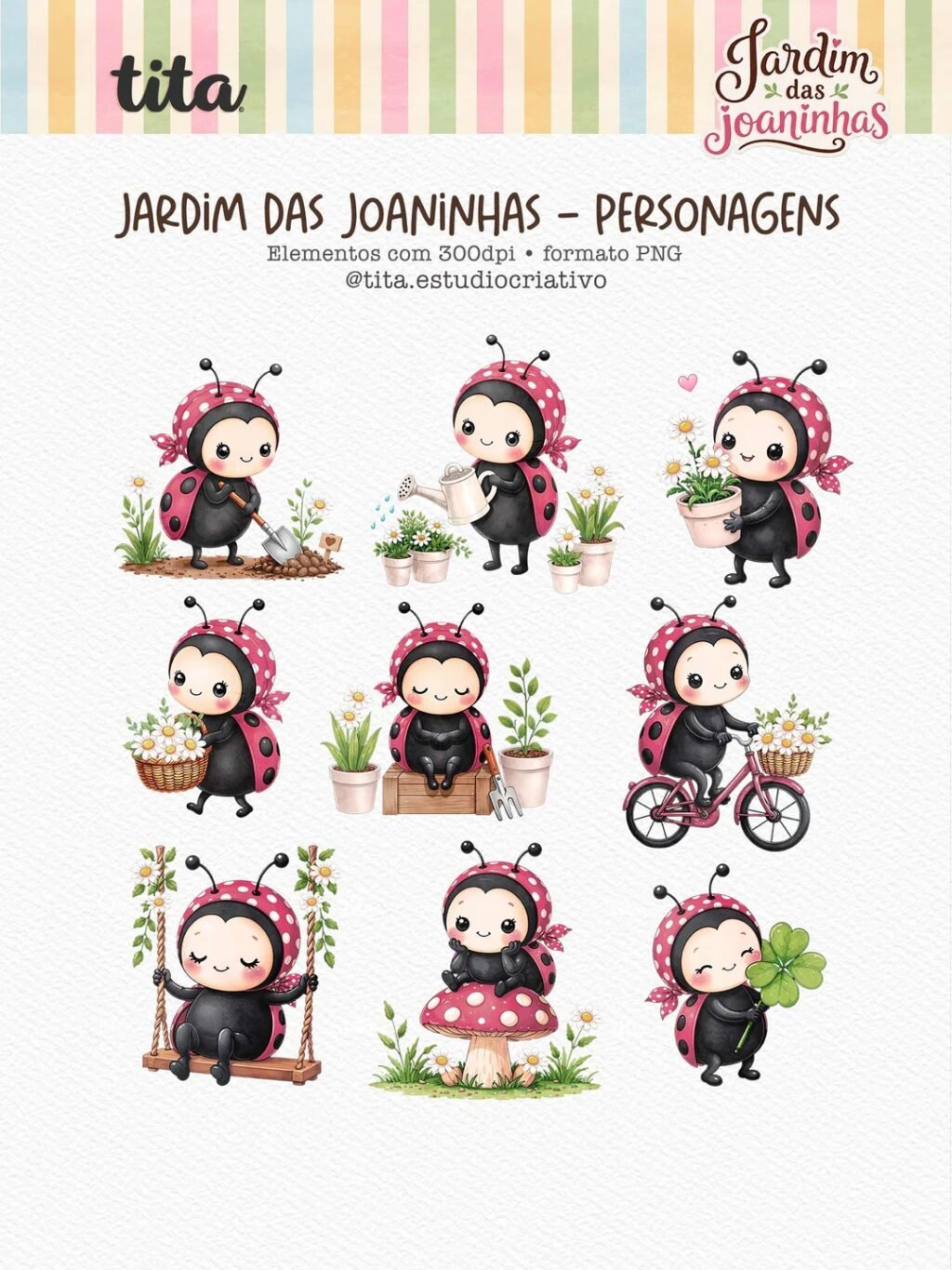 Jardim das Joaninhas - Combo Ilustrações e Papéis (Tita) - Imagem 4